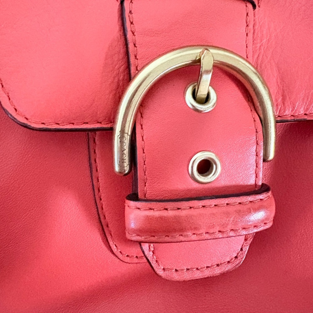Coach SoHo Leather Satchel Coral red with Gold Accents - Picture 4 of 7
